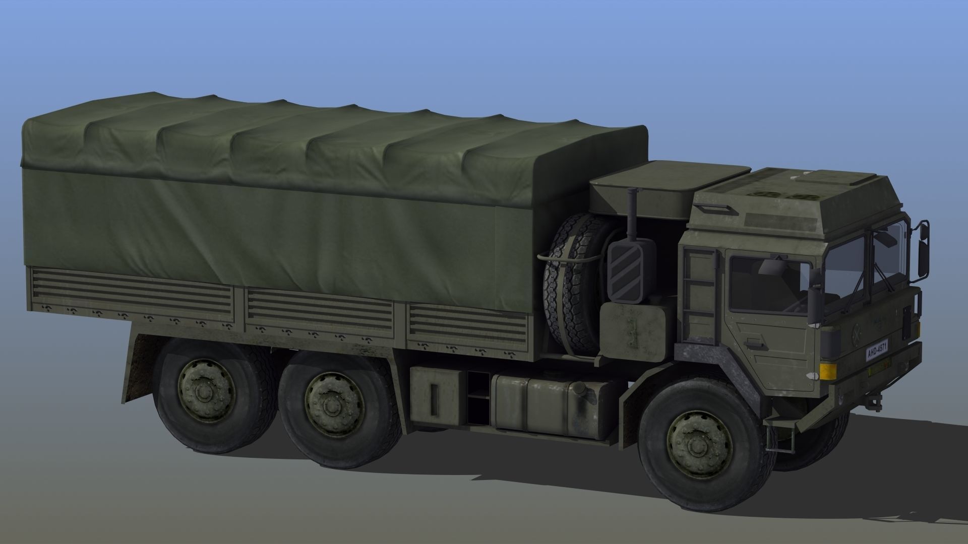 Military Truck Low-poly 3D model_11
