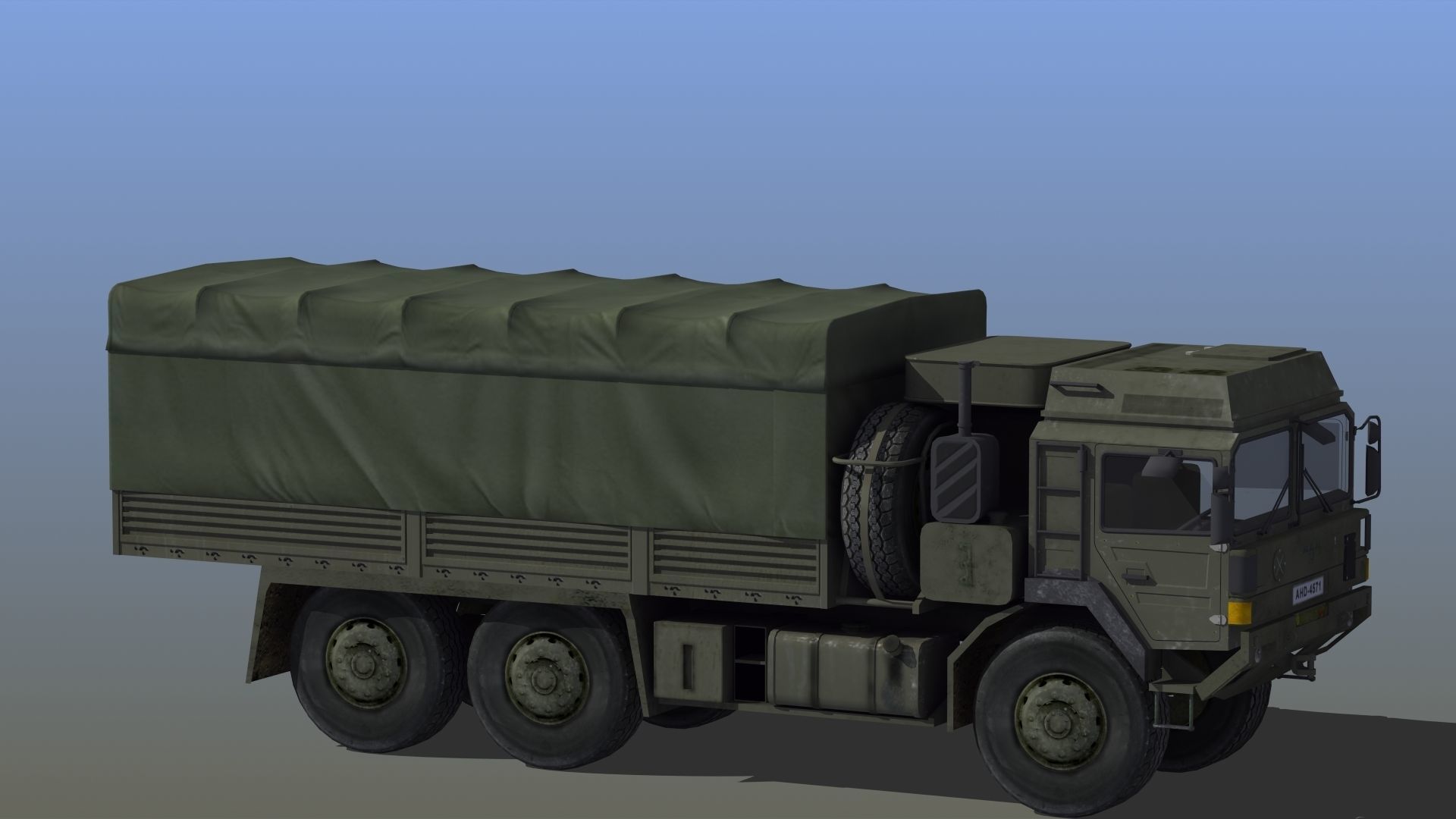Military Truck Low-poly 3D model_14