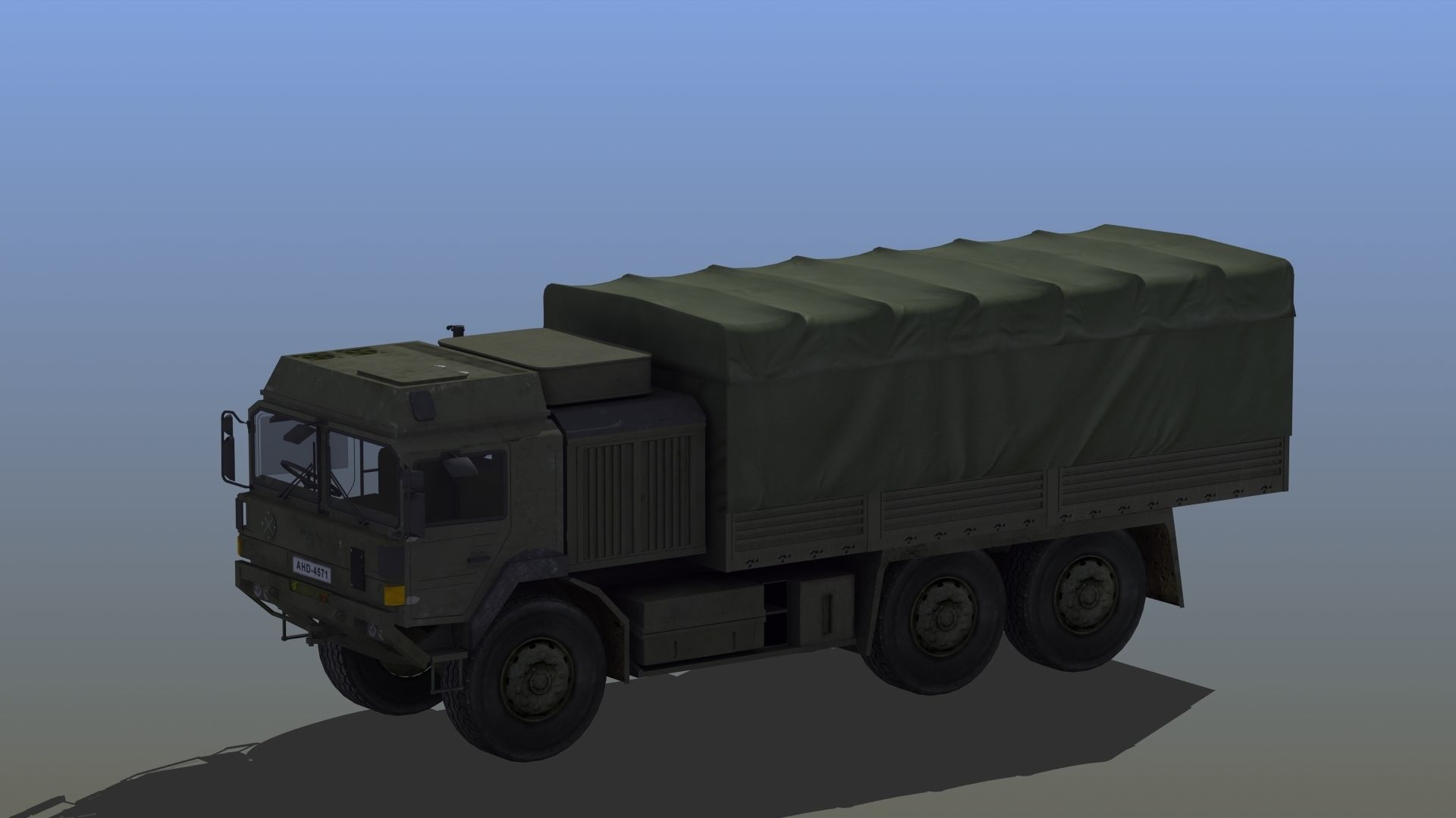 Military Truck Low-poly 3D model_3