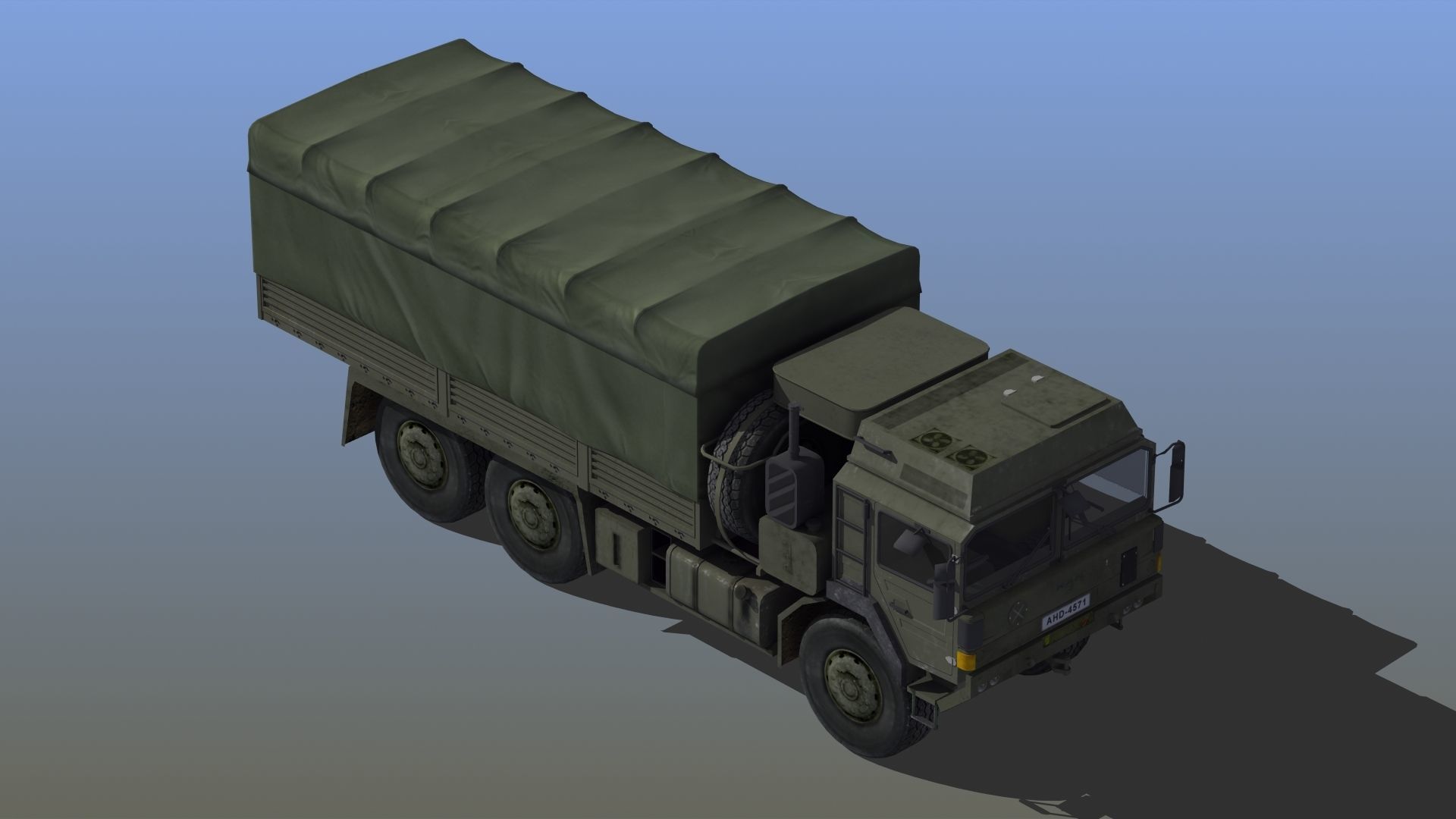 Military Truck Low-poly 3D model_8