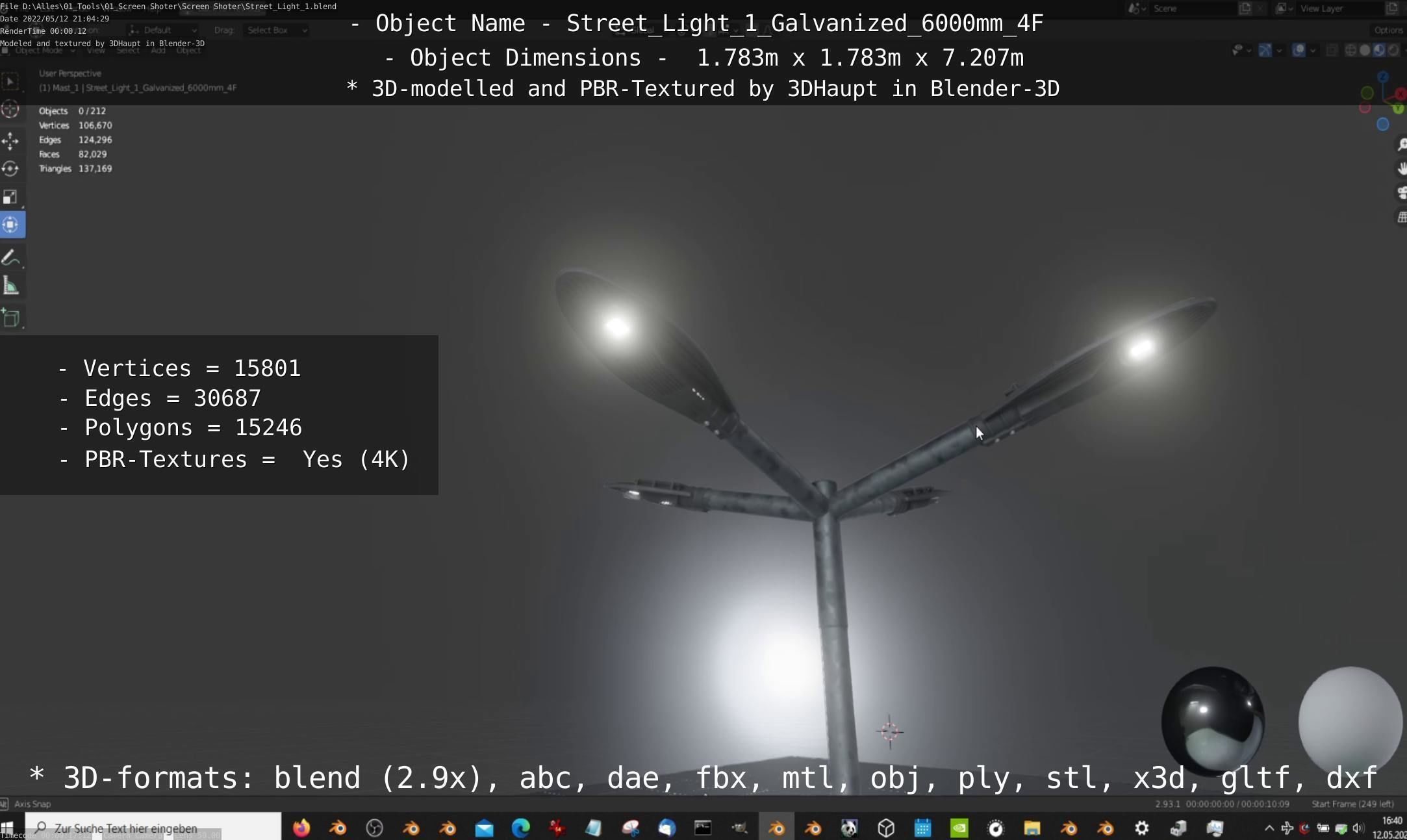 Street Light 1 Galvanized 3D Model Collection_113