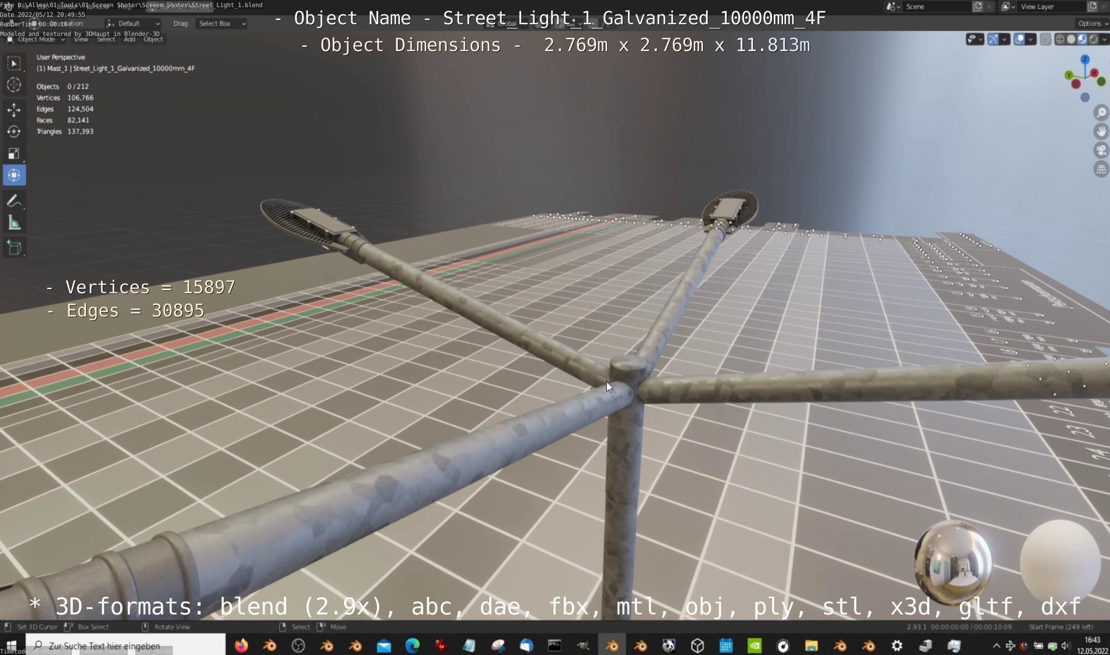 Street Light 1 Galvanized 3D Model Collection_110