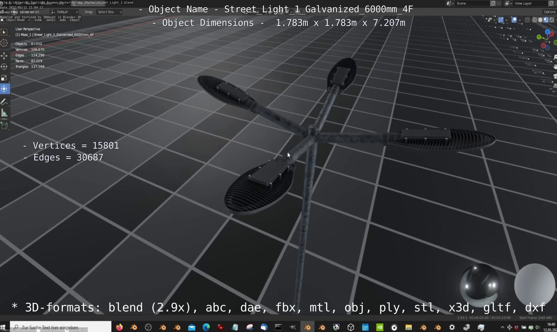 Street Light 1 Galvanized 3D Model Collection_115