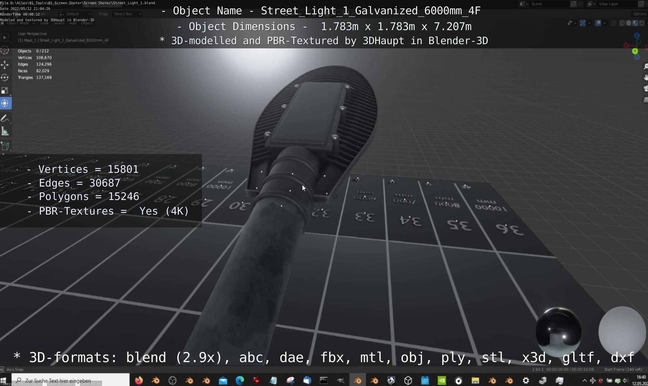 Street Light 1 Galvanized 3D Model Collection_116