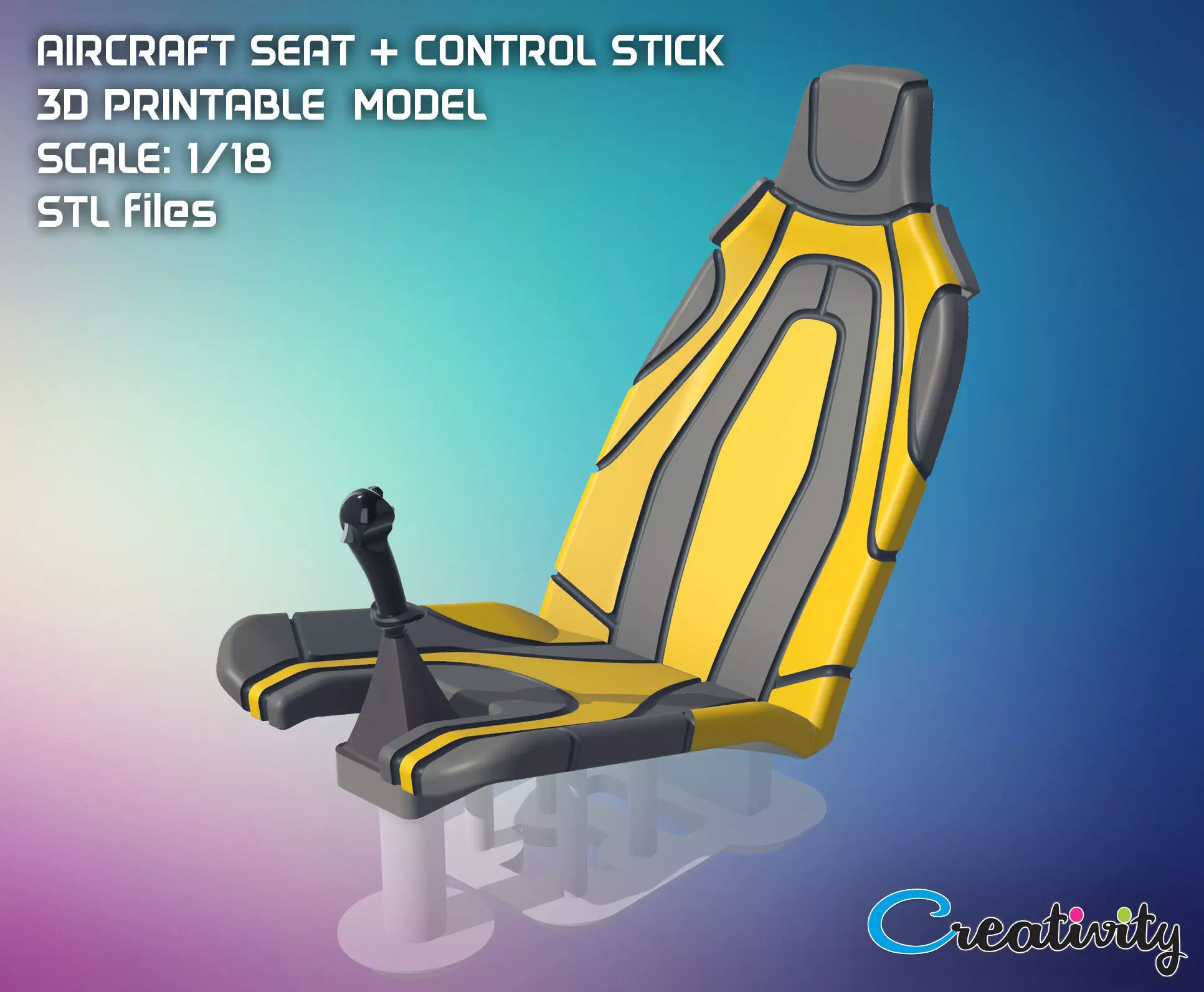 SPORT AIRPLANE SEAT and CONTROL STICK  3D model_0