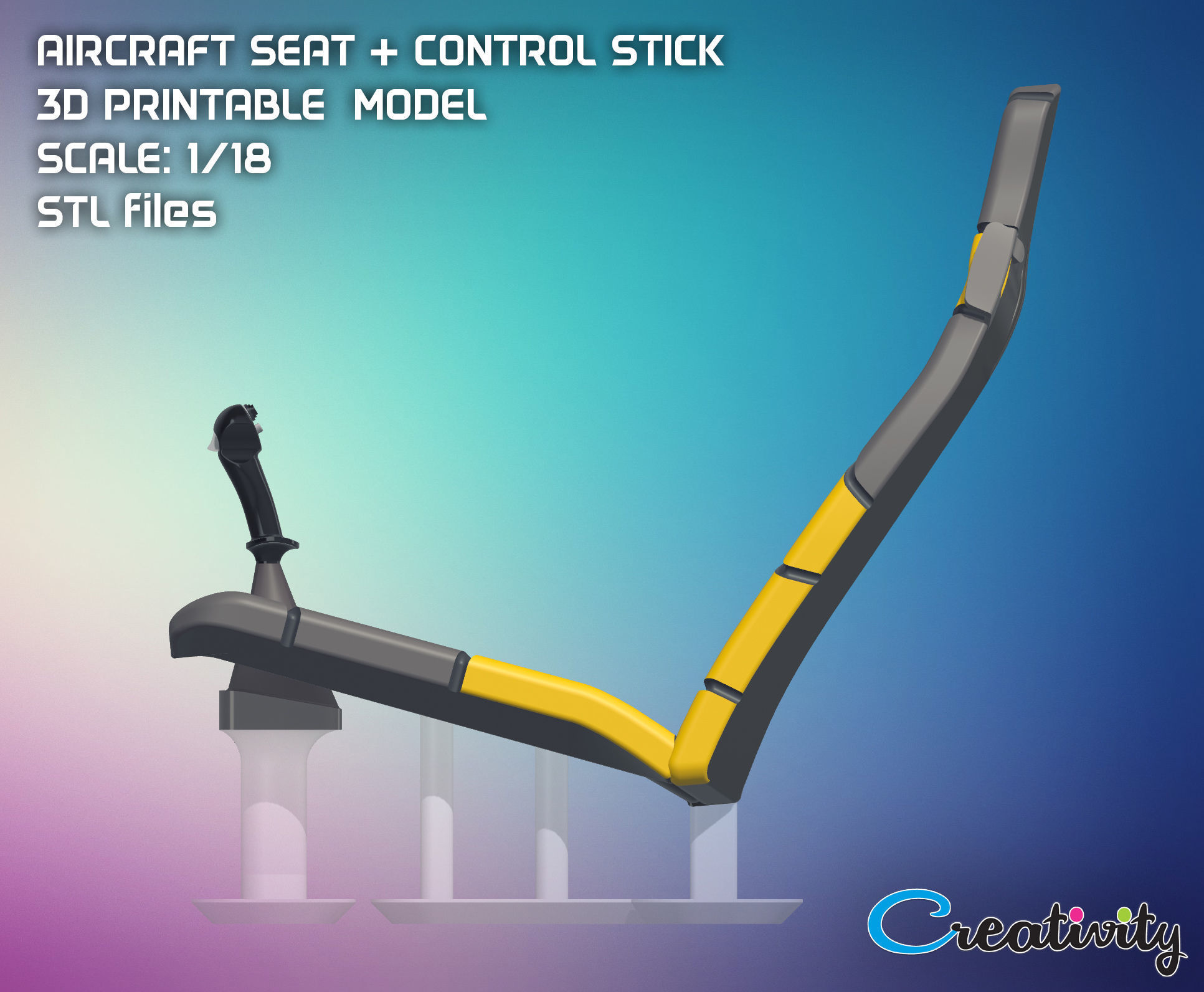 SPORT AIRPLANE SEAT and CONTROL STICK  3D model_3