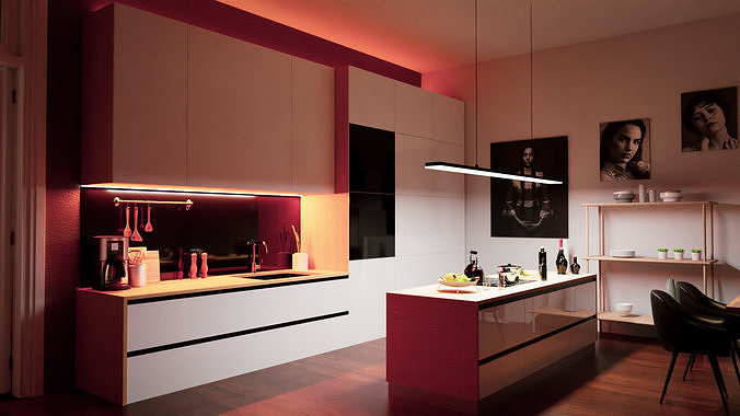 Modern Kitchen with Dining Room 3D model 3