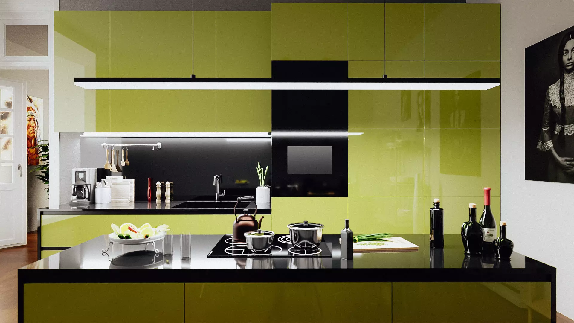 Modern Kitchen with Dining Room 3D model