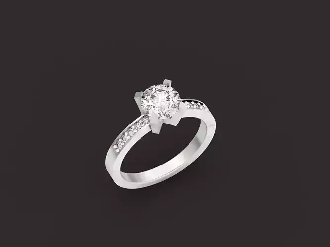 engagement ring pave 4 prong