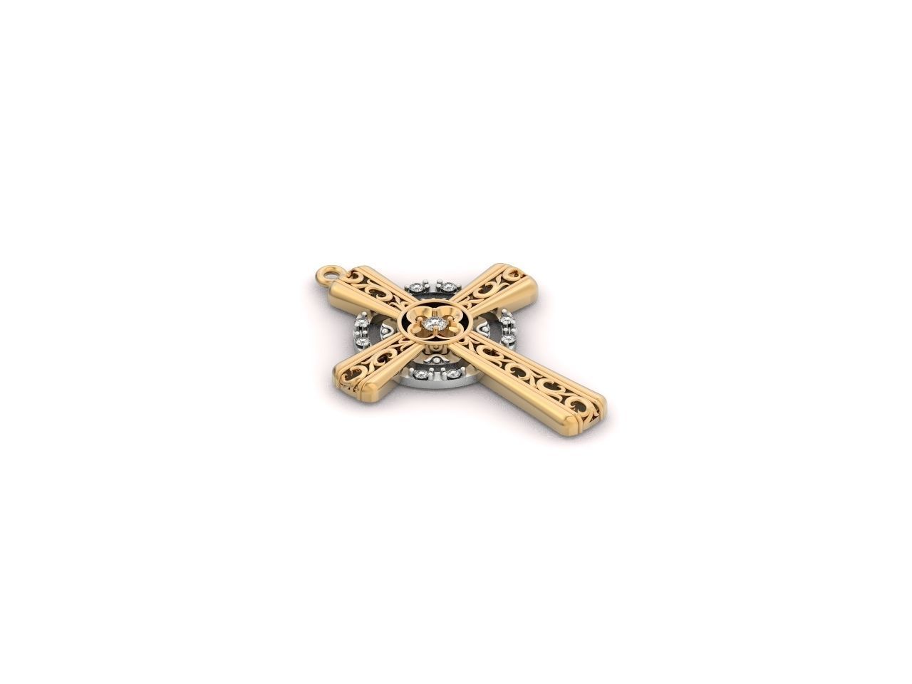 pendant cross religion 3D print model_3