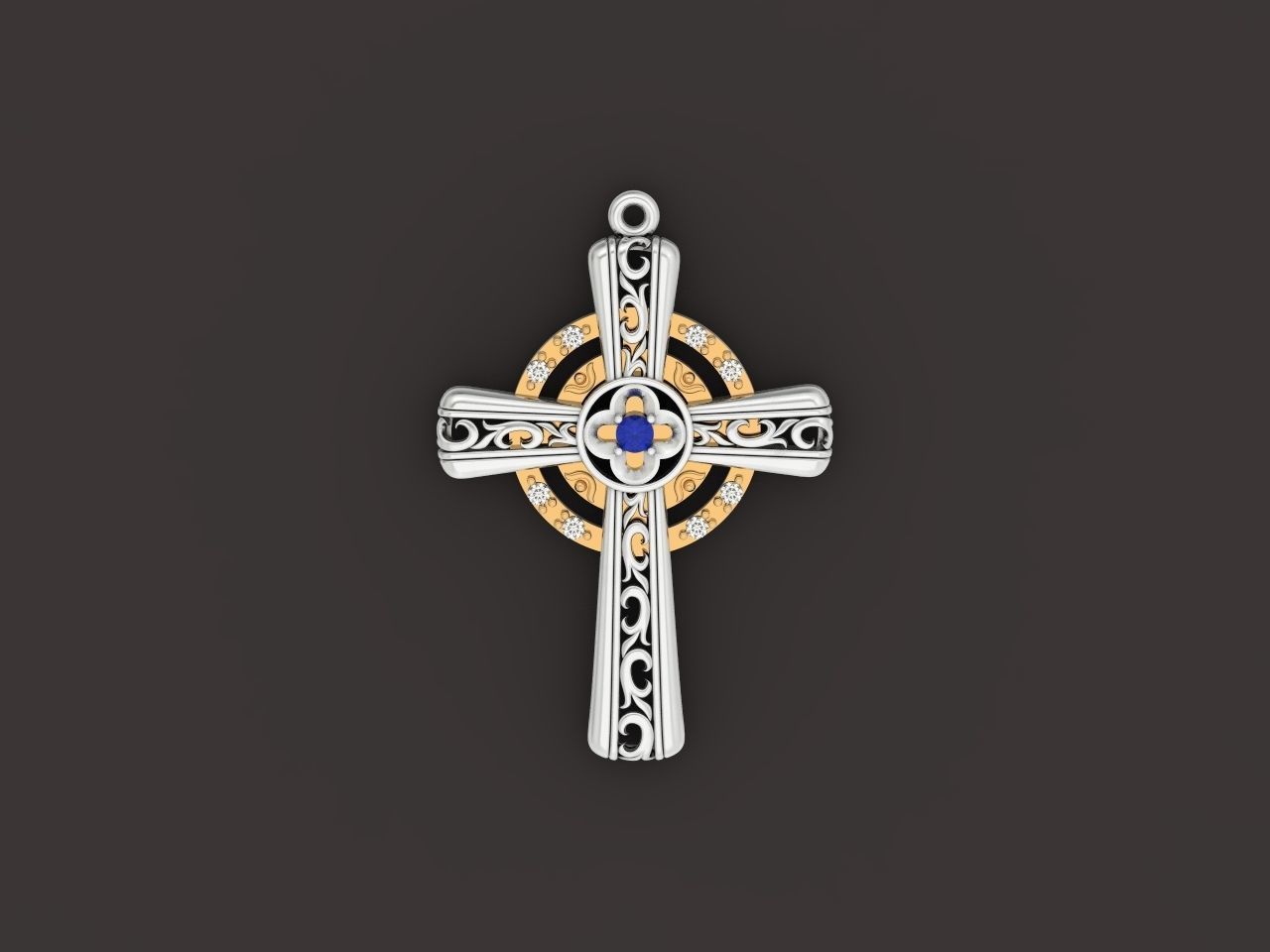 pendant cross religion 3D print model_18