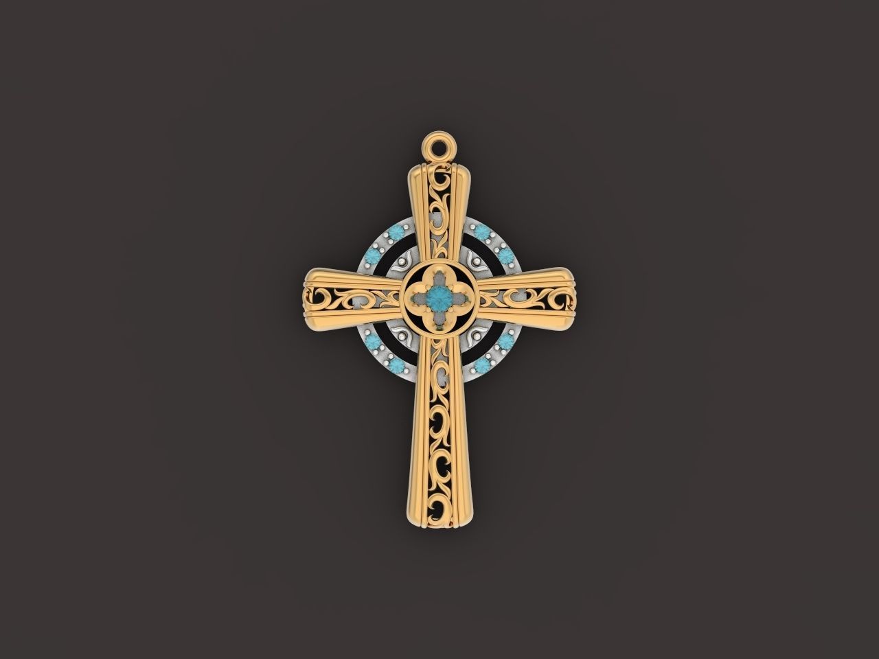 pendant cross religion 3D print model_9