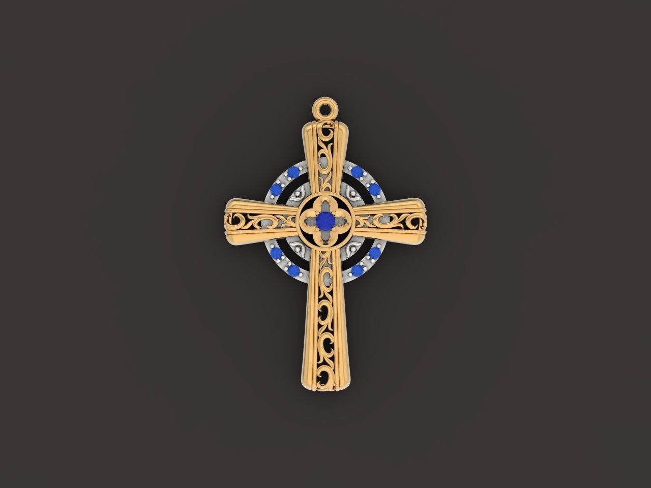 pendant cross religion 3D print model_11
