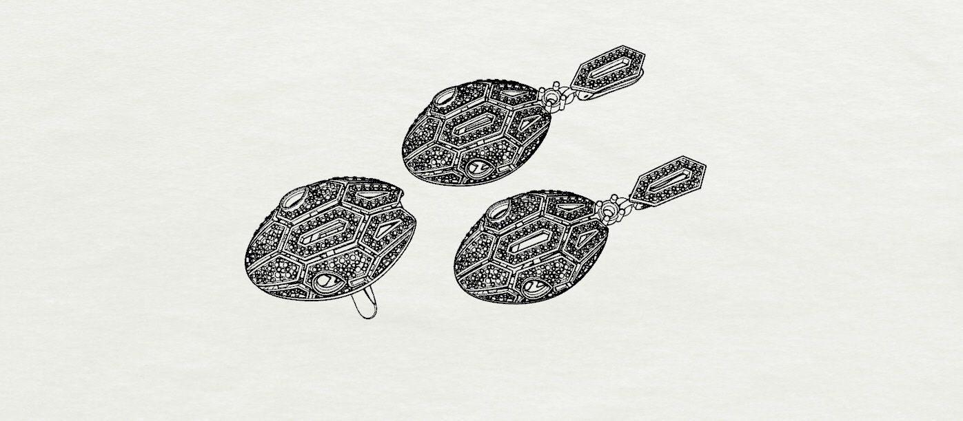 BVLGARI Ring and Earrings 3D print model_9