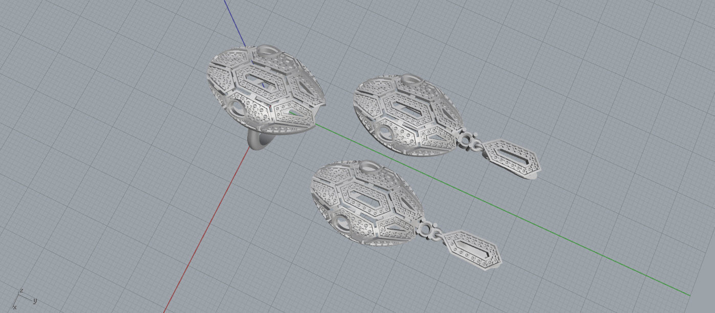 BVLGARI Ring and Earrings 3D print model_8