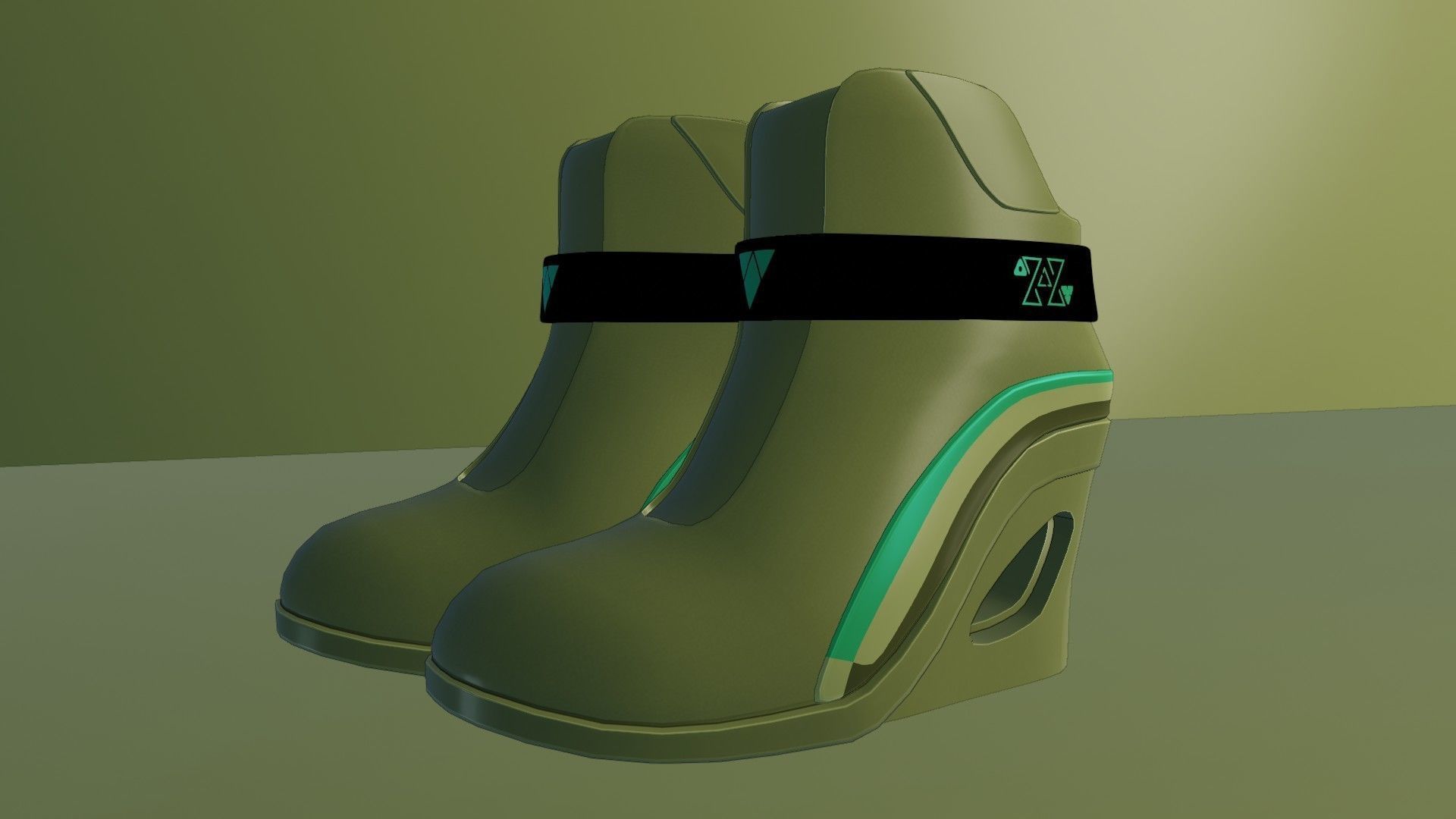 Female Boots Sci-Fi Low-poly 3D model_15