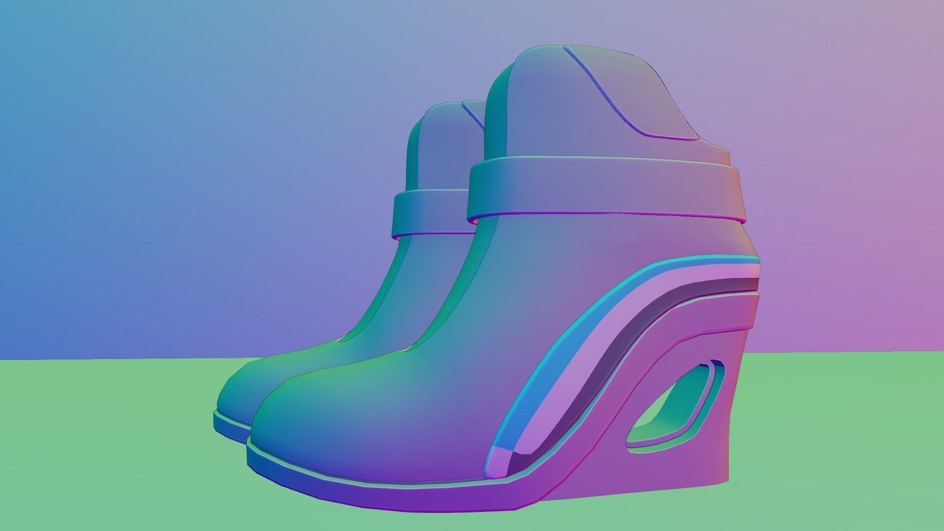 Female Boots Sci-Fi Low-poly 3D model_7