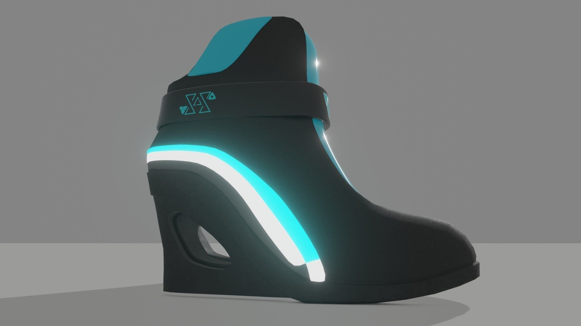 Female Boots Sci-Fi Low-poly 3D model_3