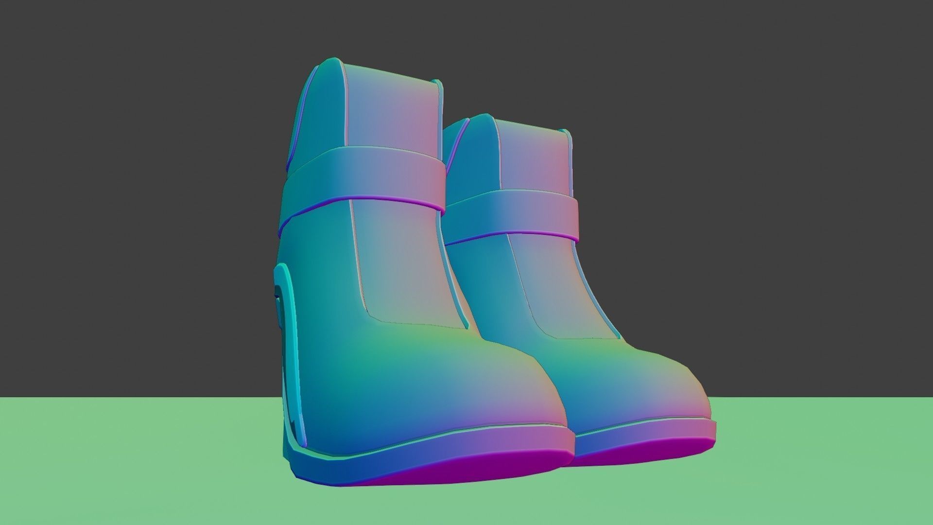 Female Boots Sci-Fi Low-poly 3D model_6