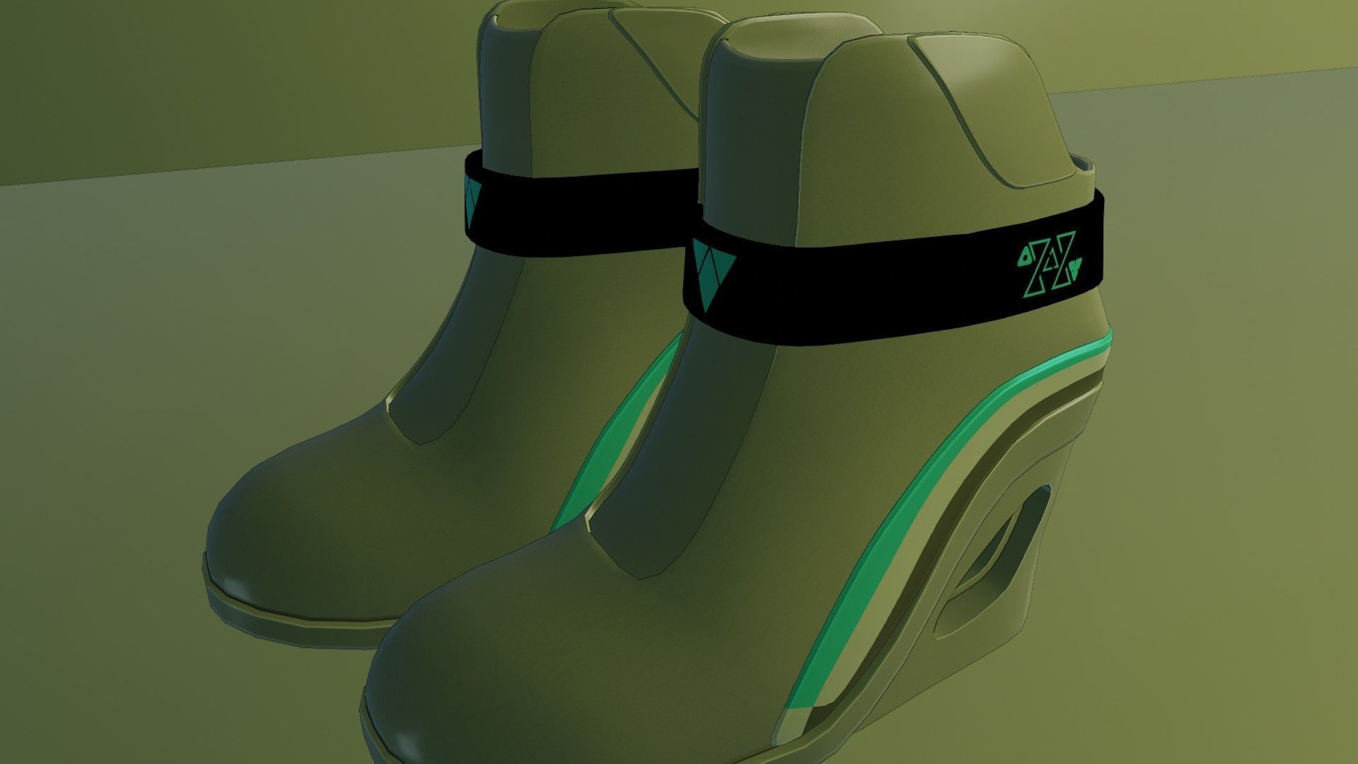 Female Boots Sci-Fi Low-poly 3D model_16