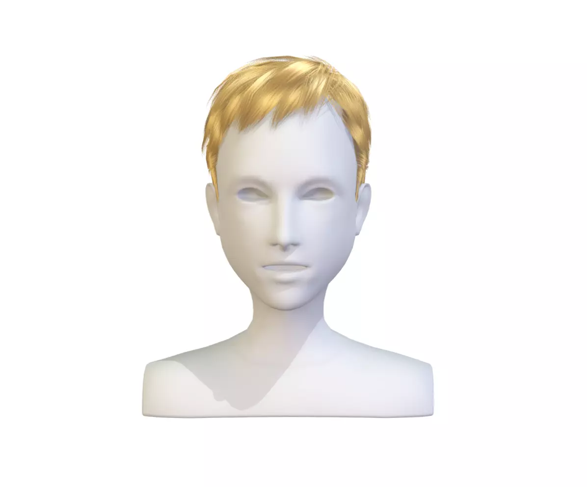 cartoon lush man haircut of short lenght Hairstyle Low-poly 3D model