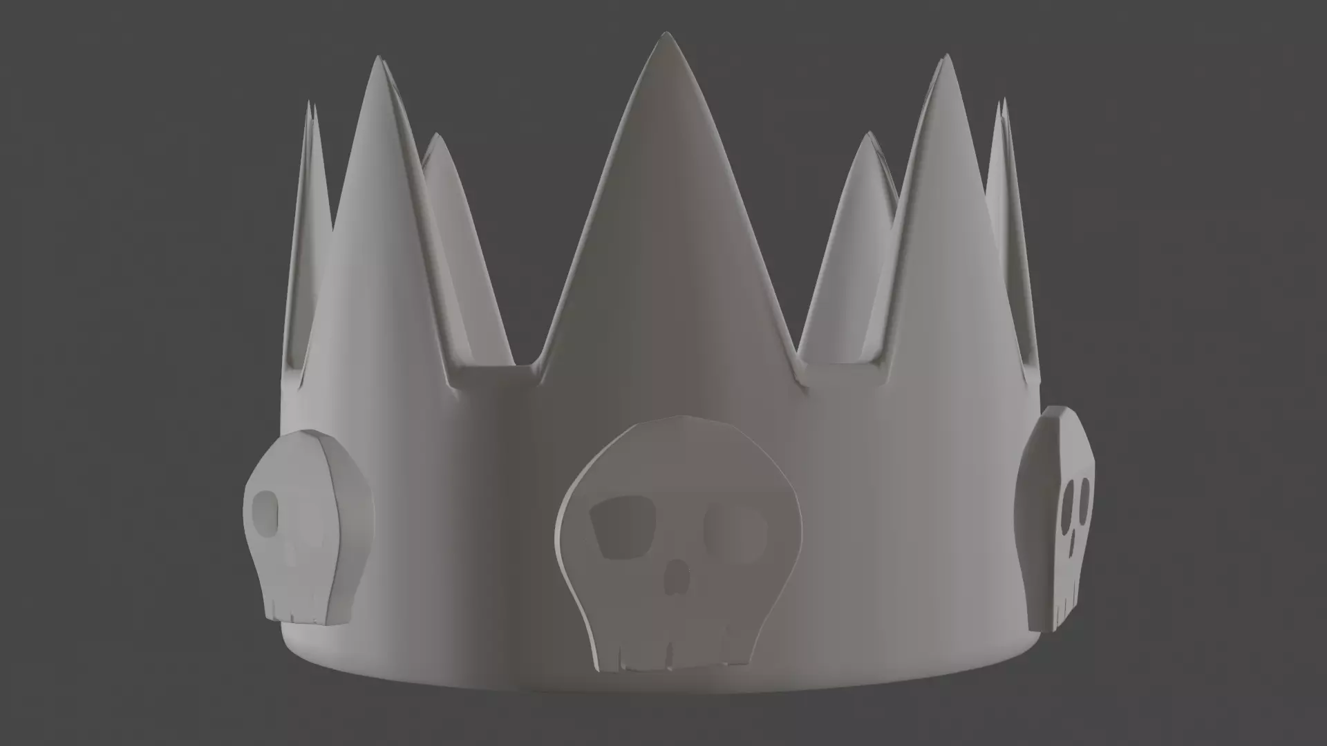 low-poly Crown gold with skulls Free low-poly 3D model_2