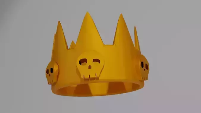 low-poly Crown gold with skulls
