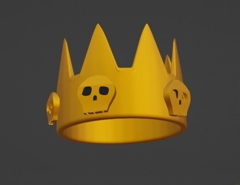 low-poly Crown gold with skulls Free low-poly 3D model_1