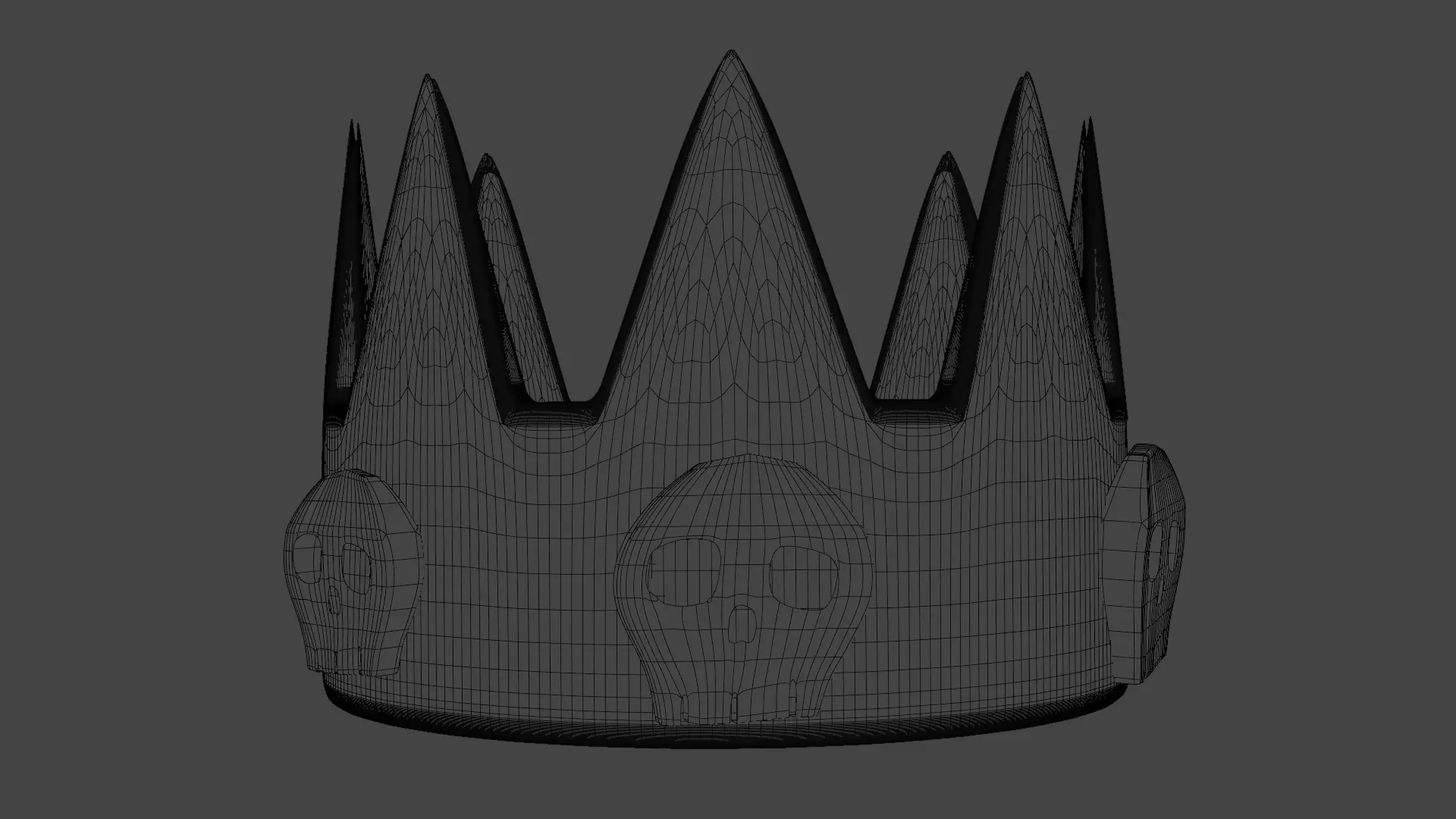 low-poly Crown gold with skulls Free low-poly 3D model_3