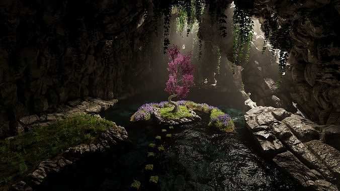Sacred Tree Scene 3D model 3
