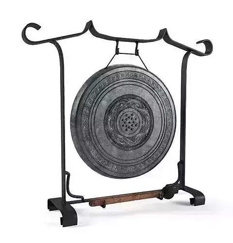 Gong  Black And Wood 3D model