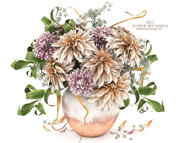 Flower Set Dahlia 3D model