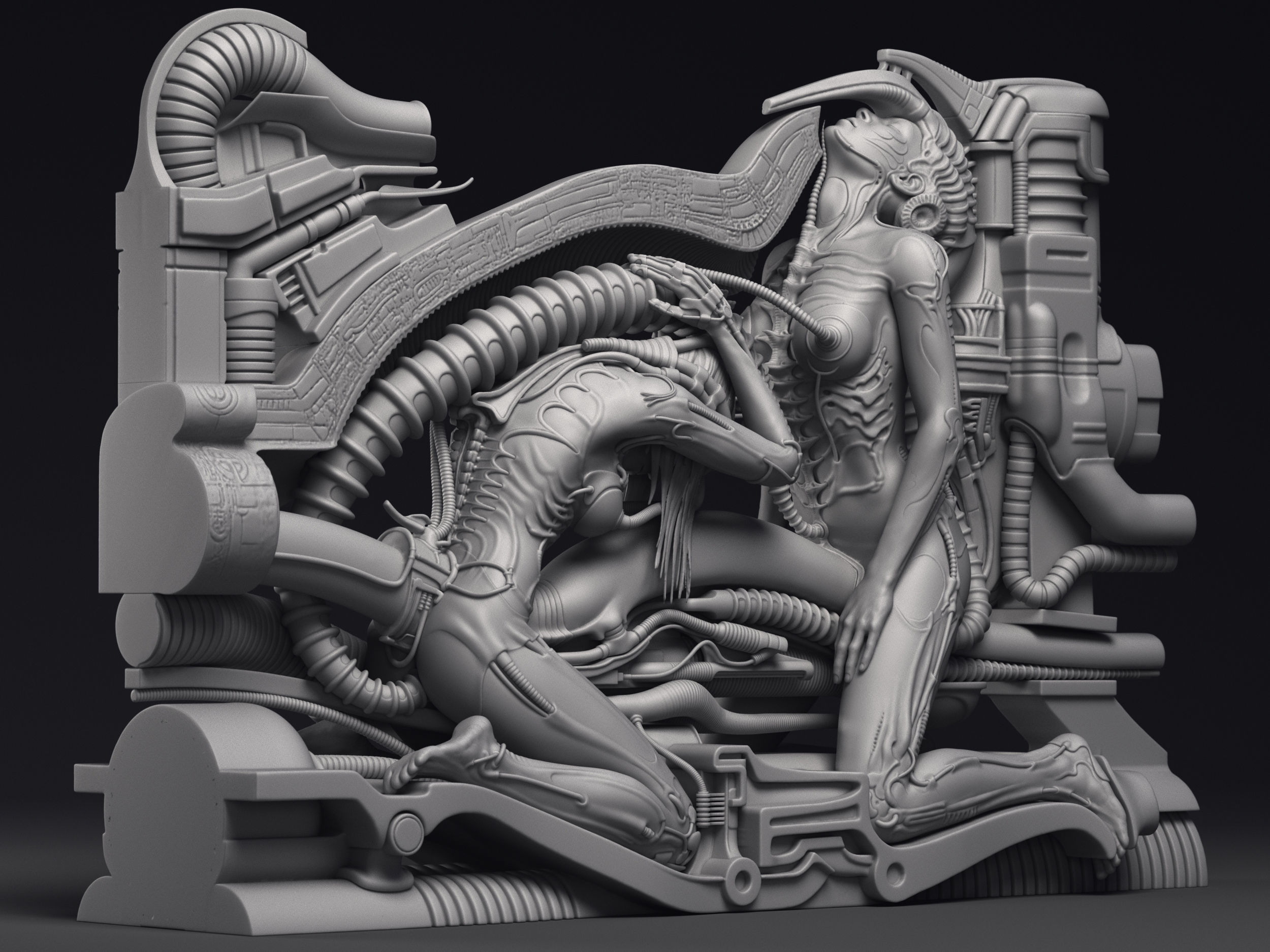 H R Giger Erotomechanics VII Sculpture Printable 3D Model 3D print model_2