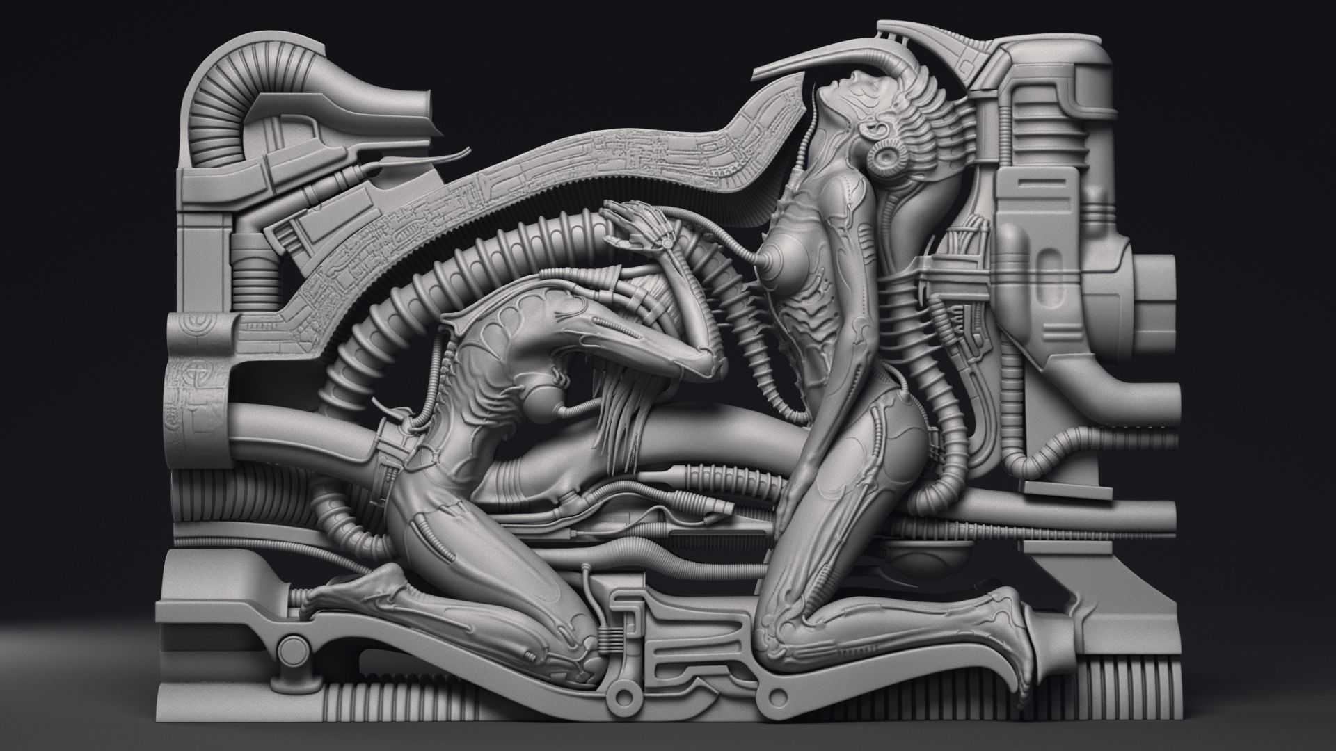 H R Giger Erotomechanics VII Sculpture Printable 3D Model 3D print model_13