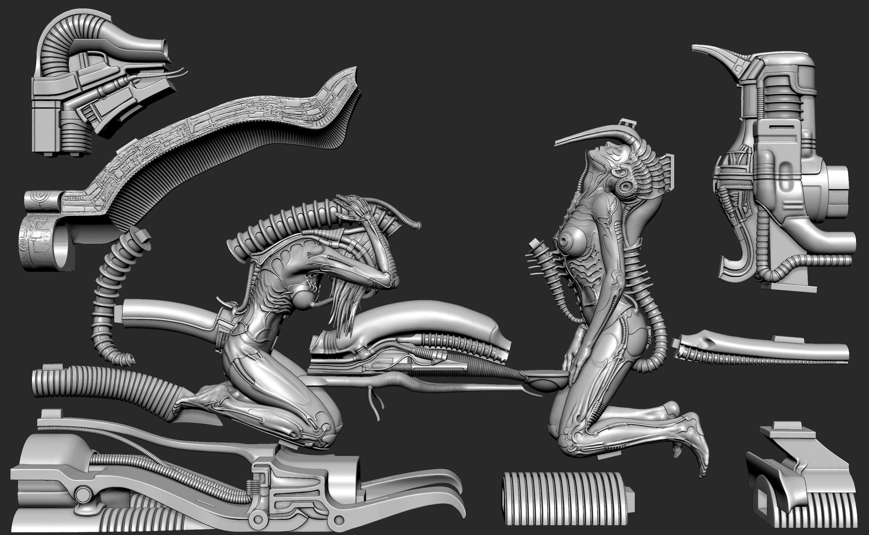 H R Giger Erotomechanics VII Sculpture Printable 3D Model 3D print model_10