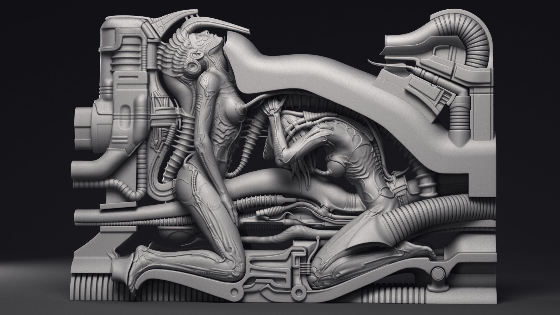 H R Giger Erotomechanics VII Sculpture Printable 3D Model 3D print model_20