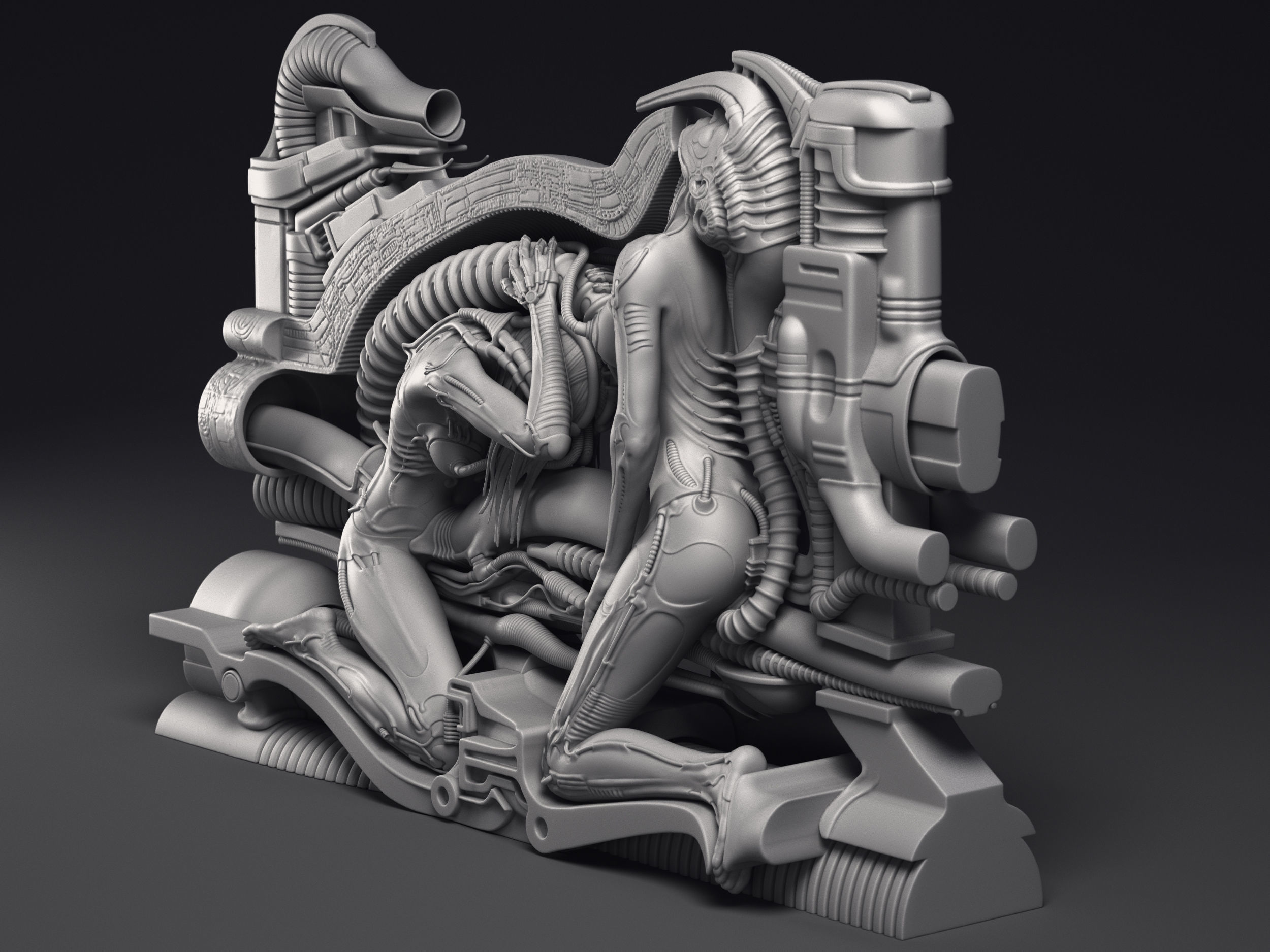 H R Giger Erotomechanics VII Sculpture Printable 3D Model 3D print model_5