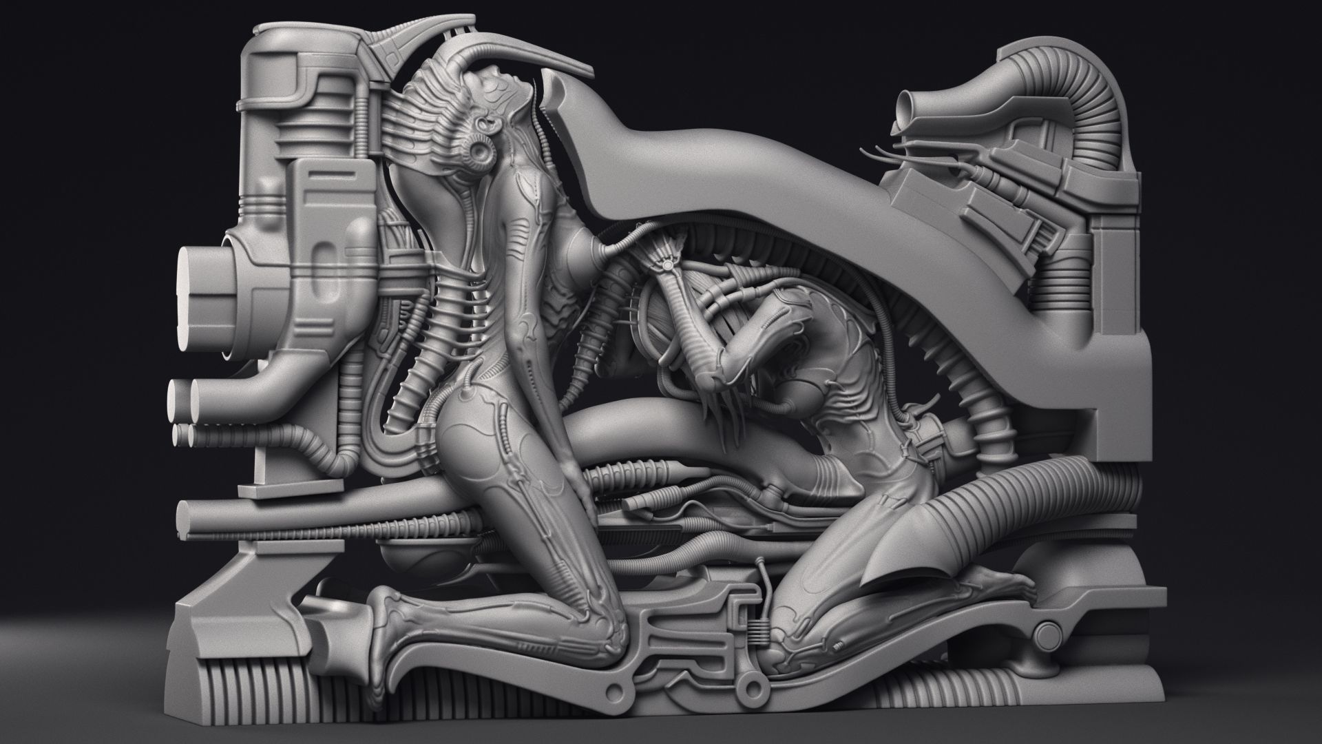 H R Giger Erotomechanics VII Sculpture Printable 3D Model 3D print model_21