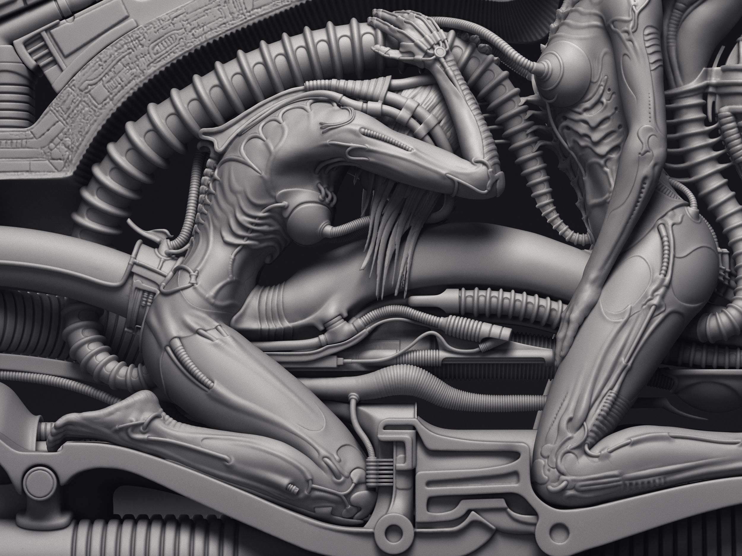H R Giger Erotomechanics VII Sculpture Printable 3D Model 3D print model_8