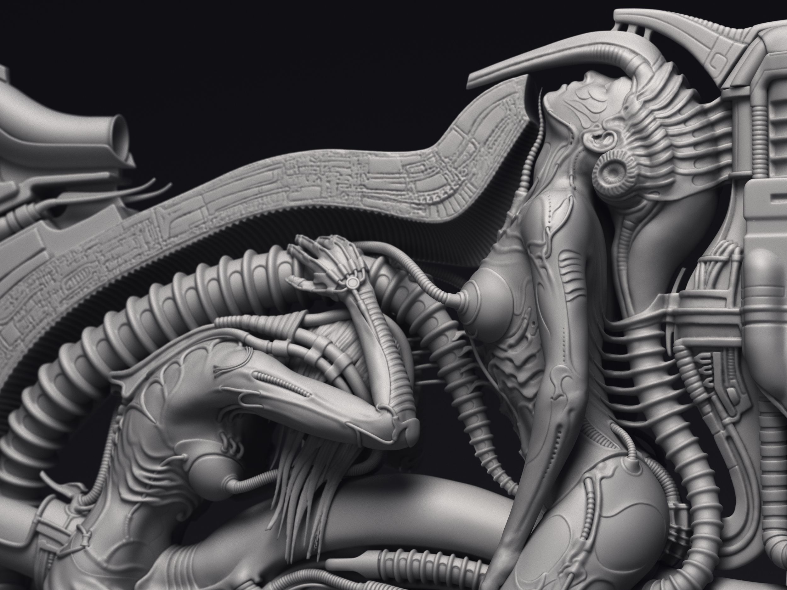 H R Giger Erotomechanics VII Sculpture Printable 3D Model 3D print model_9