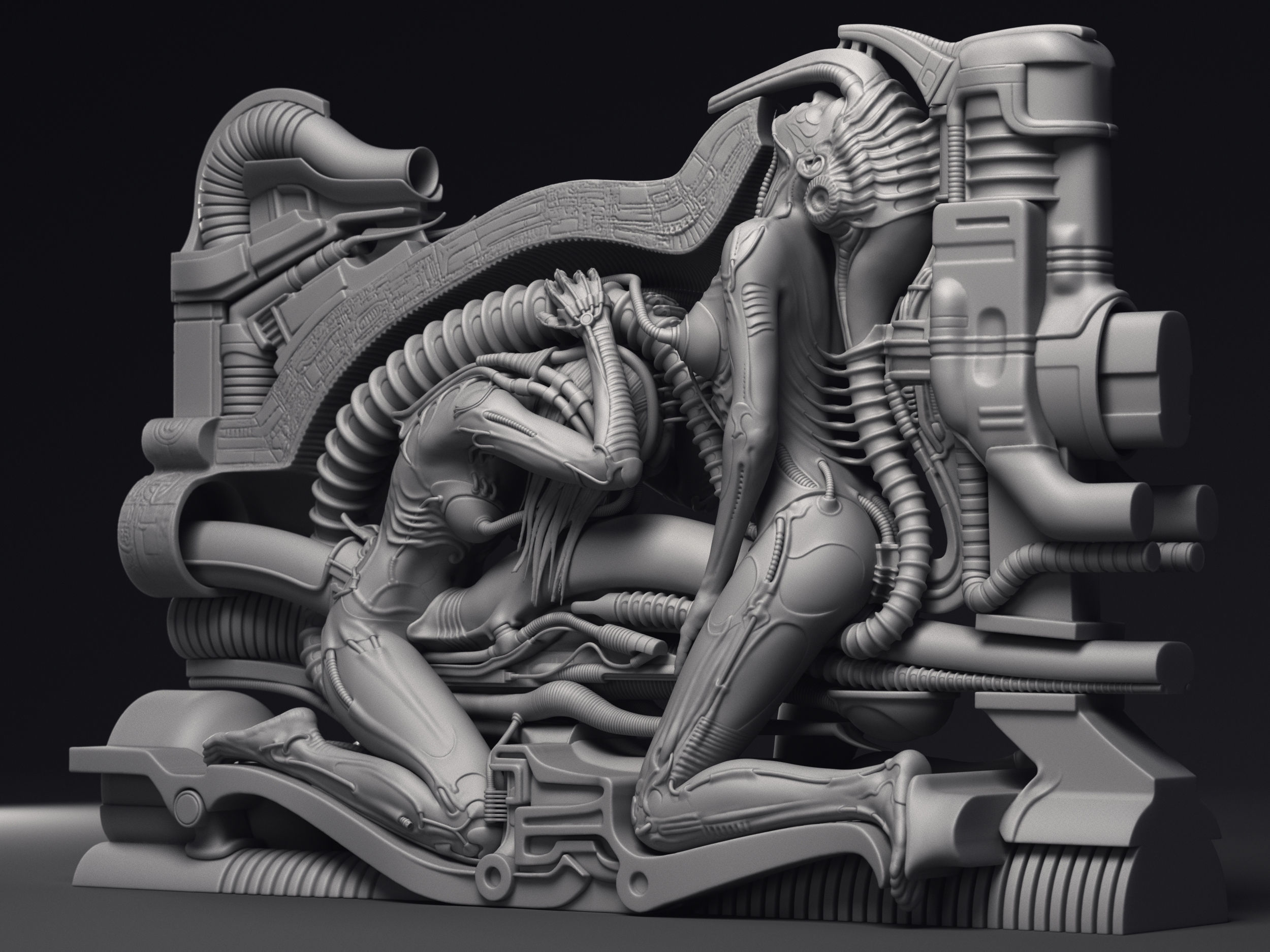 H R Giger Erotomechanics VII Sculpture Printable 3D Model 3D print model_3