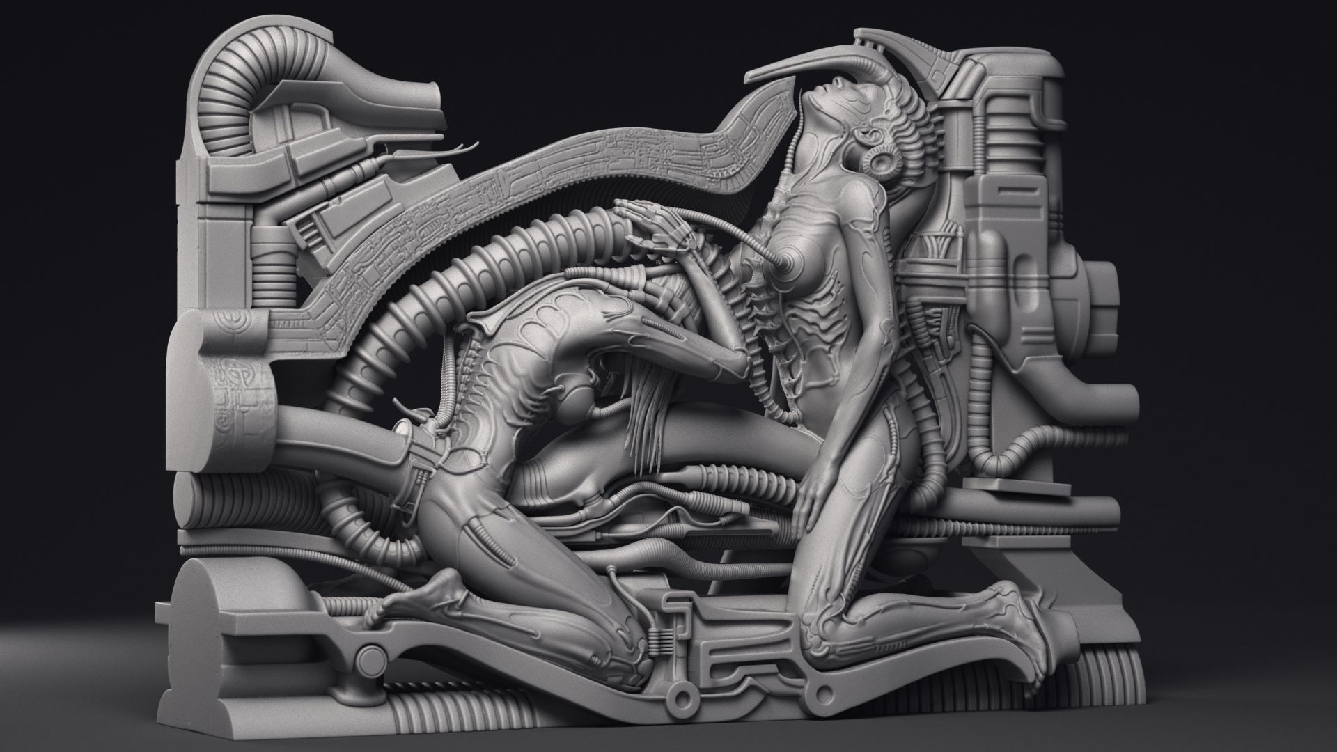 H R Giger Erotomechanics VII Sculpture Printable 3D Model 3D print model_14