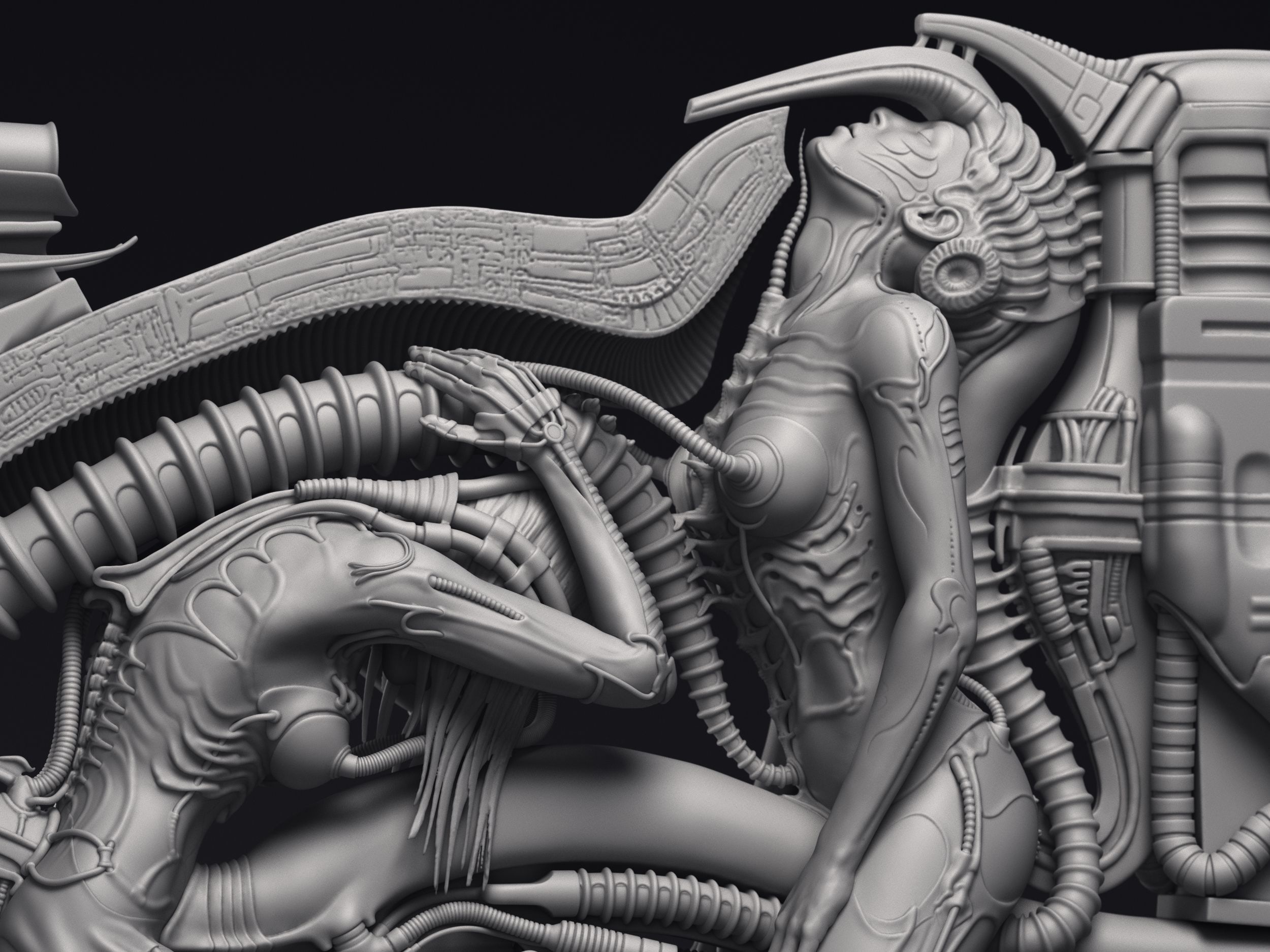 H R Giger Erotomechanics VII Sculpture Printable 3D Model 3D print model_6