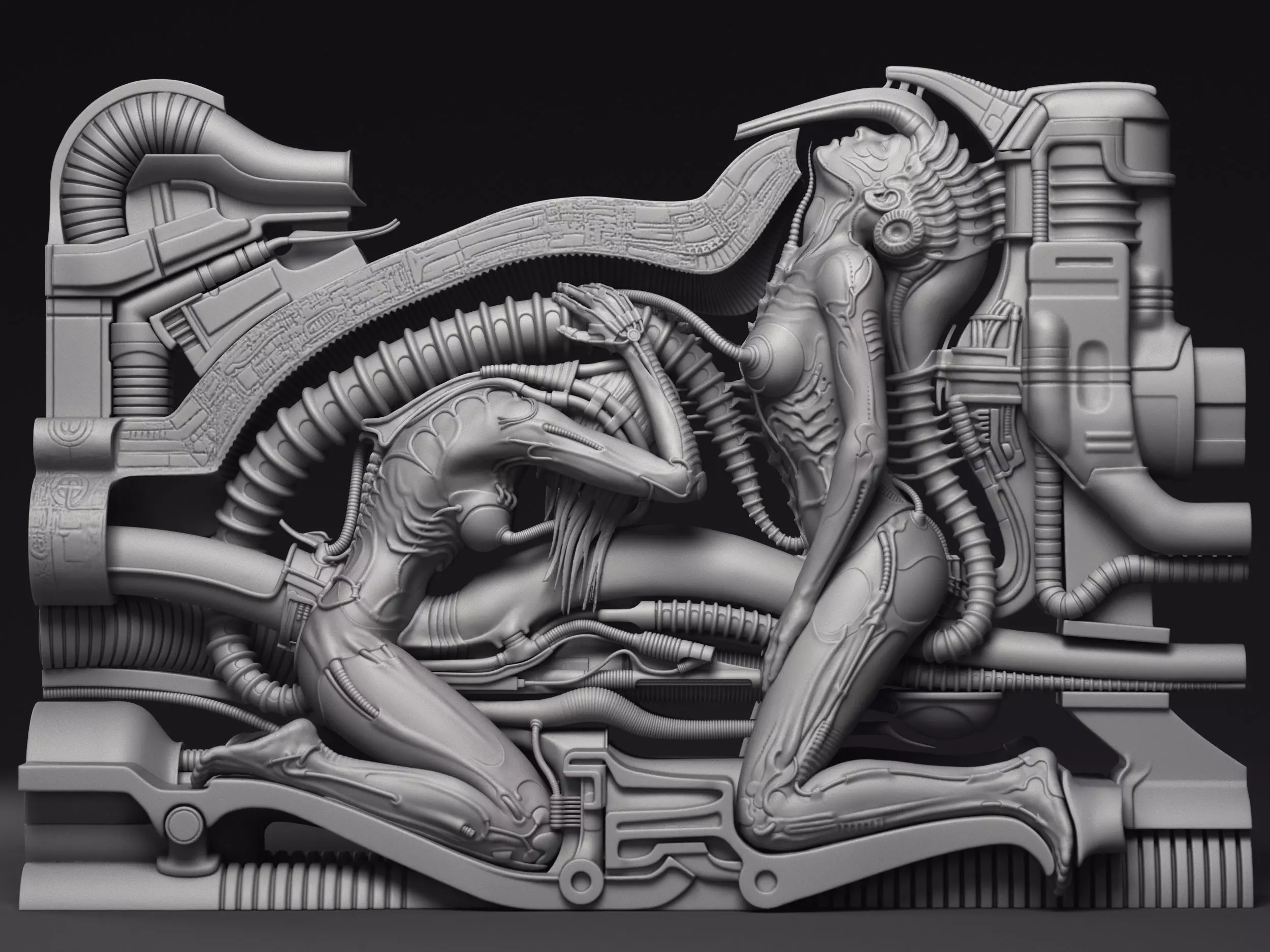 H R Giger Erotomechanics VII Sculpture Printable 3D Model 3D print model_0