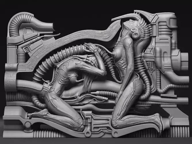 H R Giger Erotomechanics VII Sculpture Printable 3D Model 3D print model