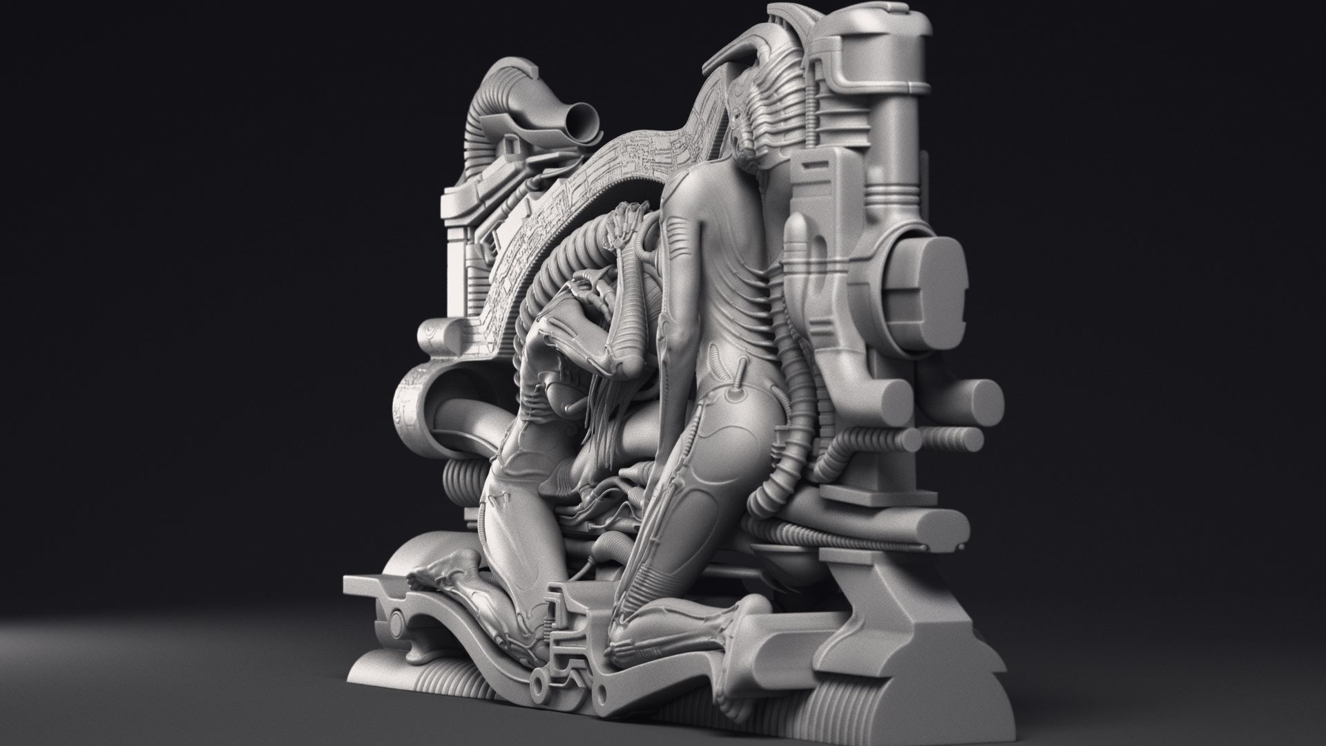H R Giger Erotomechanics VII Sculpture Printable 3D Model 3D print model_25
