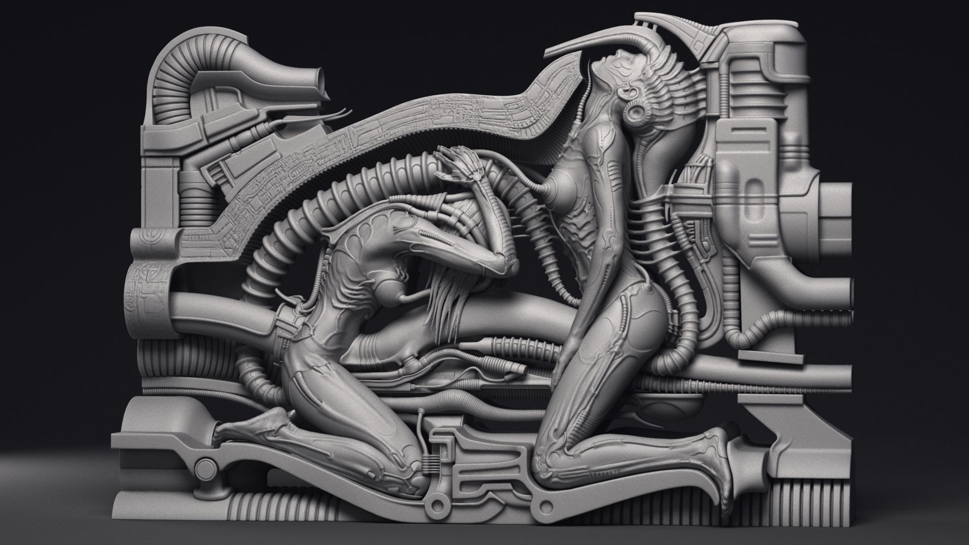 H R Giger Erotomechanics VII Sculpture Printable 3D Model 3D print model_27
