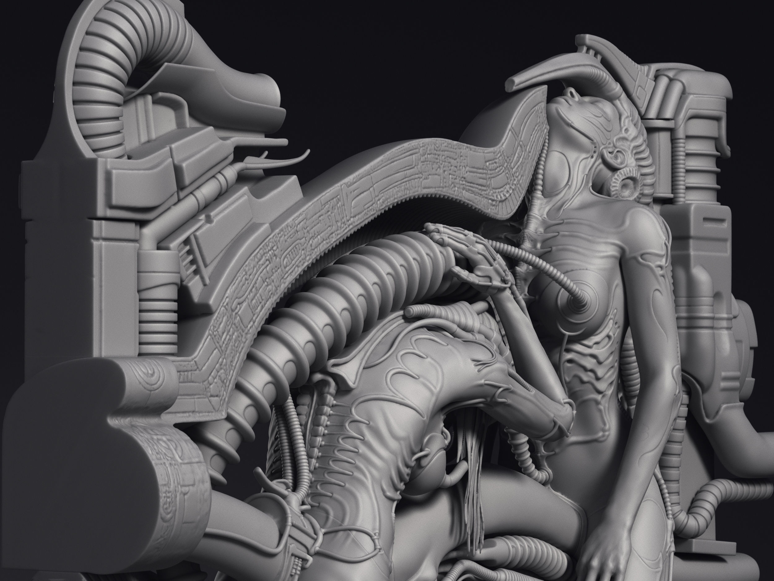 H R Giger Erotomechanics VII Sculpture Printable 3D Model 3D print model_7