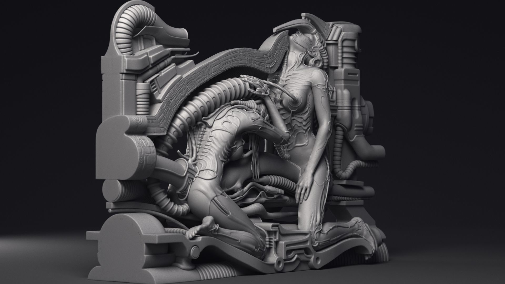 H R Giger Erotomechanics VII Sculpture Printable 3D Model 3D print model_15