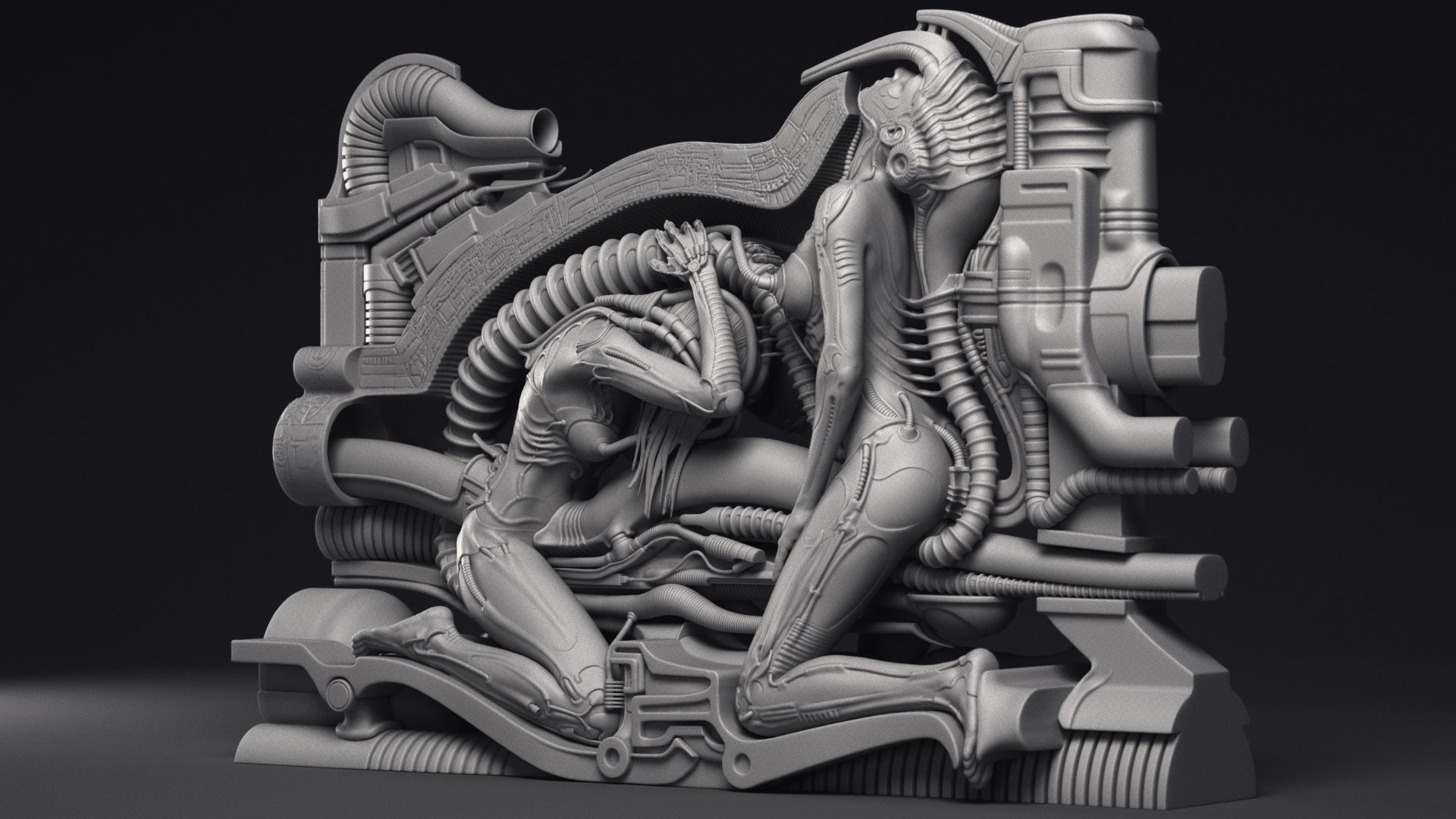 H R Giger Erotomechanics VII Sculpture Printable 3D Model 3D print model_26